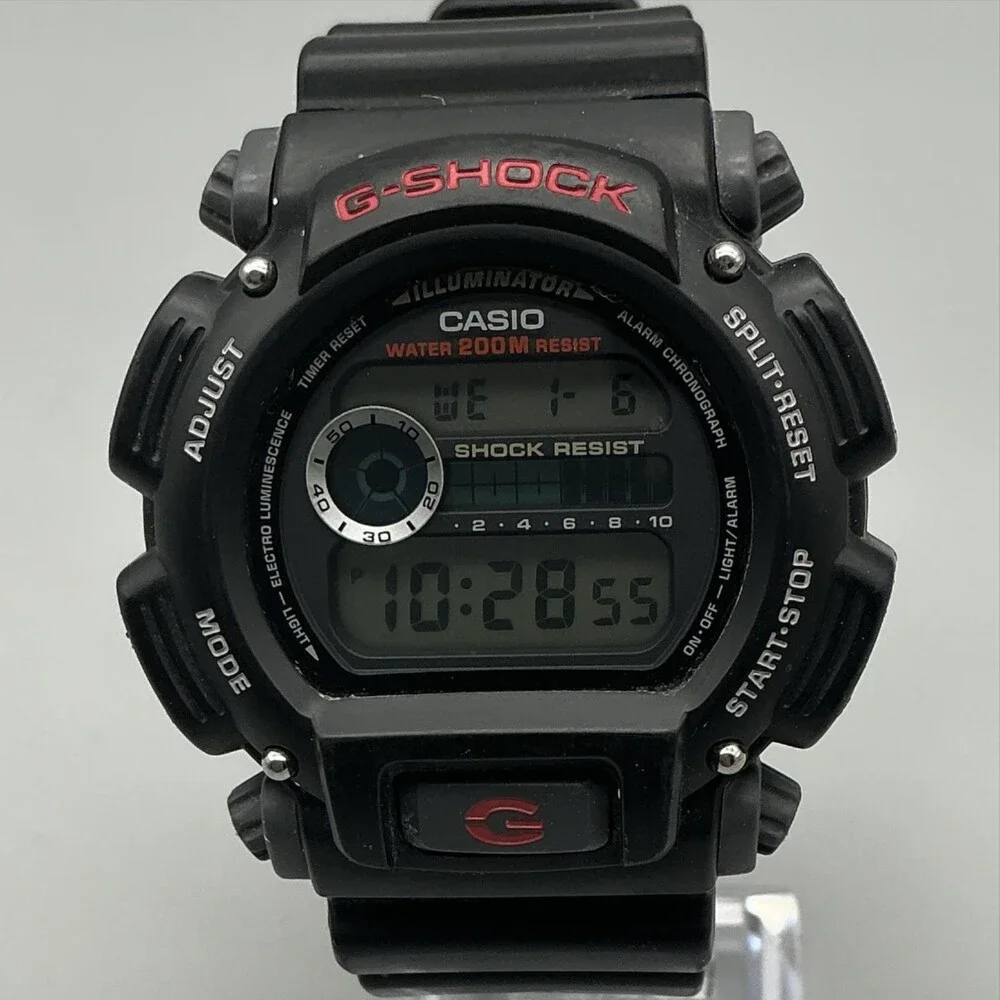 Casio G-Shock 3232 DW-9052 Mens Watch 44mm Black Digital Light New Battery